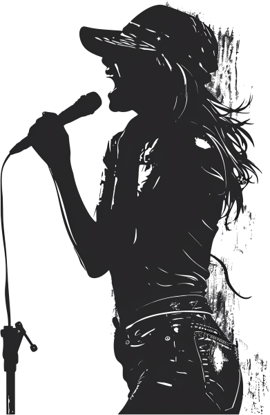 ragazza che canta al microfono